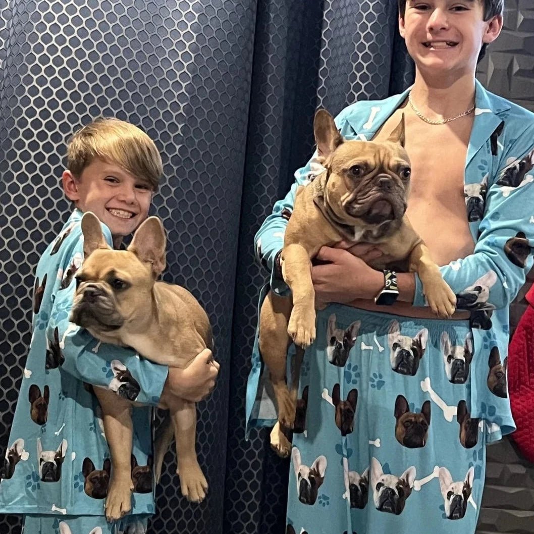 Custom #2-15Y Kid's Pajamas Custom Sleepwear with Pet Dog Face Personalized Pajama Set For Boys&Girls 2-15Y - YesCustom