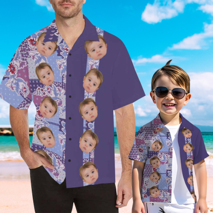 Custom Your Face Personalized Hawaiian Shirts For The Best Father-Son Combination Family Travel On The Beach