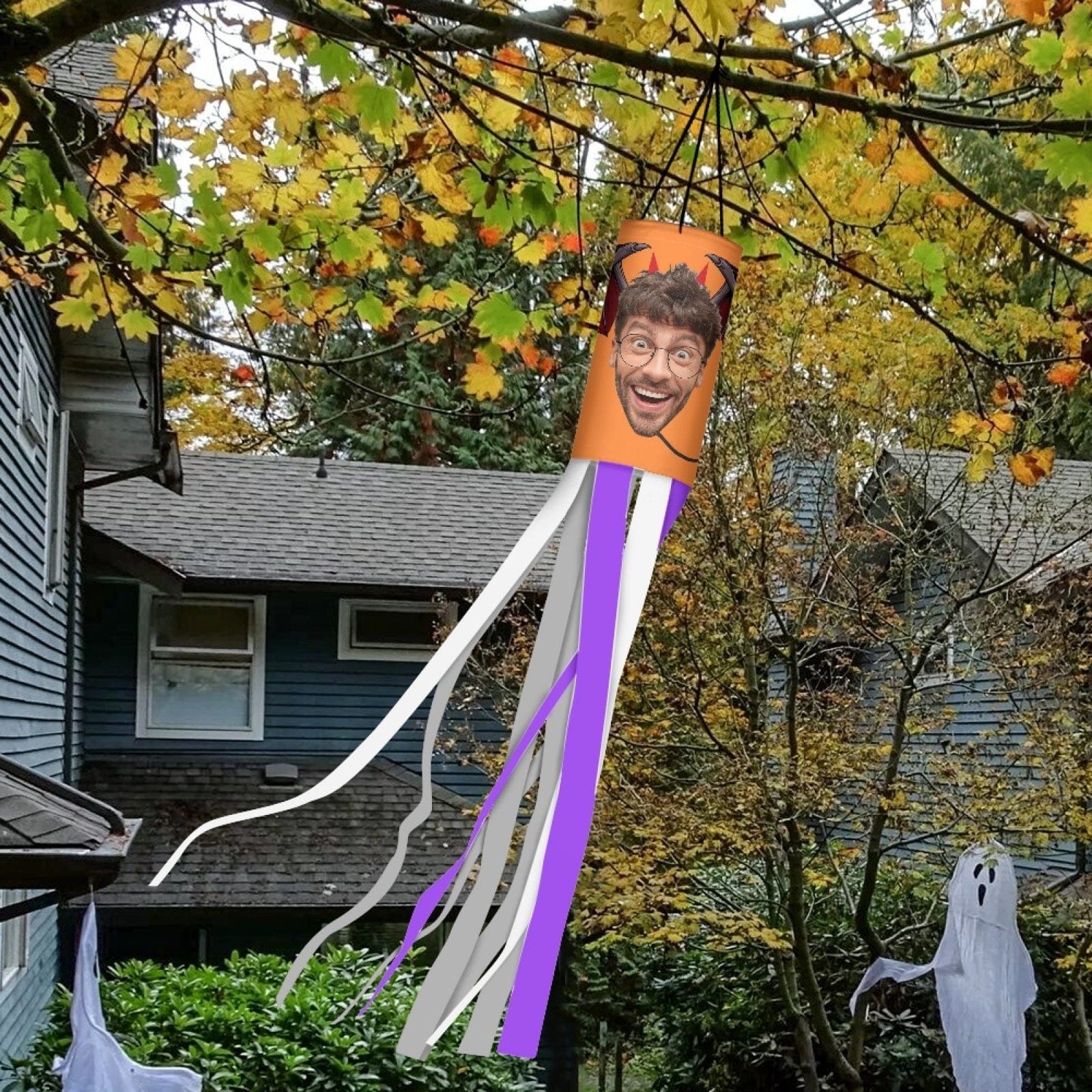 Custom 2 Pack Custom Face Halloween Windsock Halloween Hanging Decoration Holiday Windsock - YesCustom