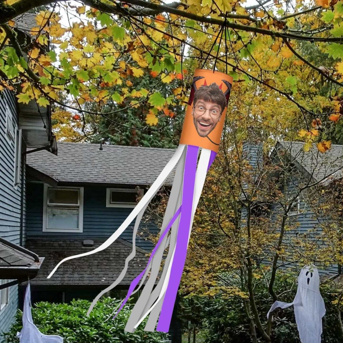 Custom 2 Pack Custom Face Halloween Windsock Halloween Hanging Decoration Holiday Windsock - YesCustom