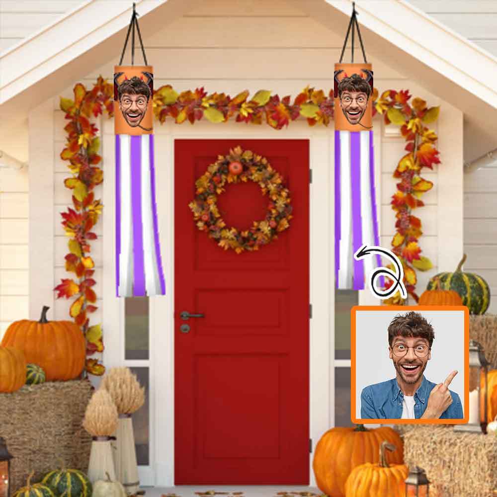 Custom 2 Pack Custom Face Halloween Windsock Halloween Hanging Decoration Holiday Windsock - YesCustom