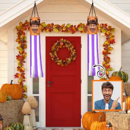 Custom 2 Pack Custom Face Halloween Windsock Halloween Hanging Decoration Holiday Windsock - YesCustom