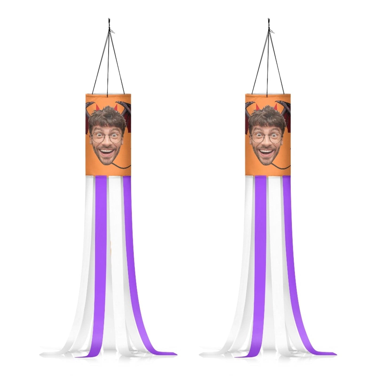 Custom 2 Pack Custom Face Halloween Windsock Halloween Hanging Decoration Holiday Windsock - YesCustom