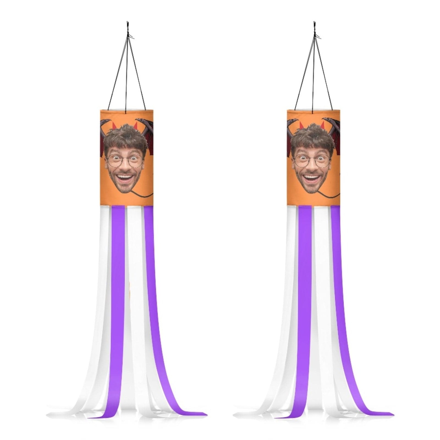 Custom 2 Pack Custom Face Halloween Windsock Halloween Hanging Decoration Holiday Windsock - YesCustom