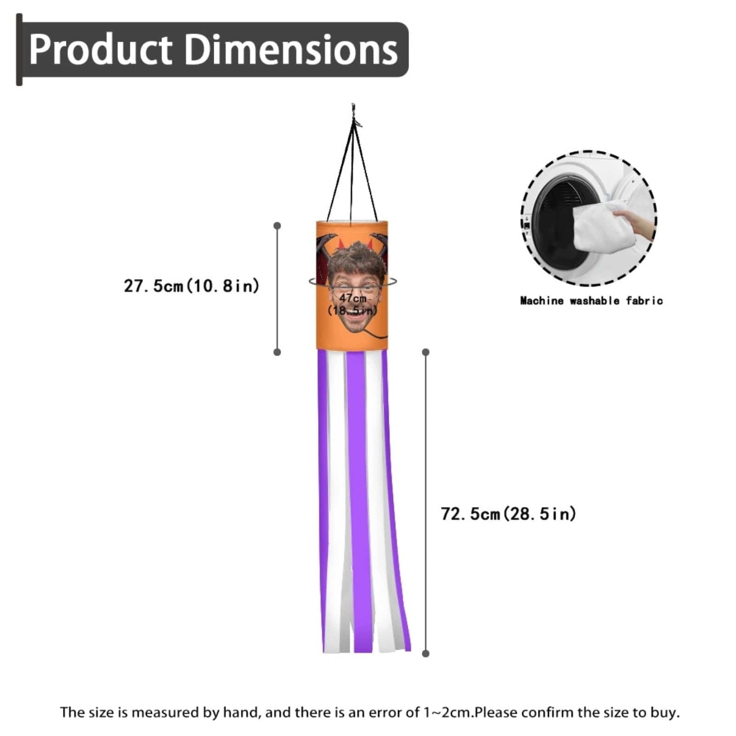 Custom 2 Pack Custom Face Halloween Windsock Halloween Hanging Decoration Holiday Windsock - YesCustom