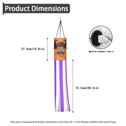Custom 2 Pack Custom Face Halloween Windsock Halloween Hanging Decoration Holiday Windsock - YesCustom