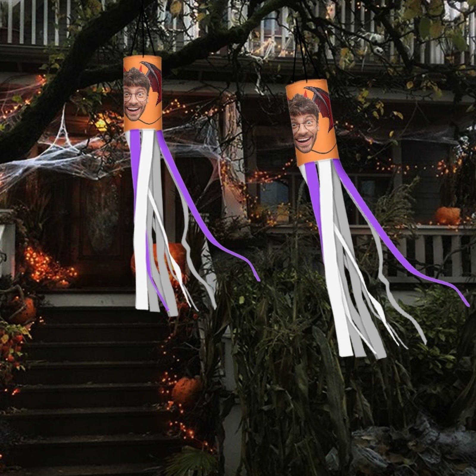 Custom 2 Pack Custom Face Halloween Windsock Halloween Hanging Decoration Holiday Windsock - YesCustom