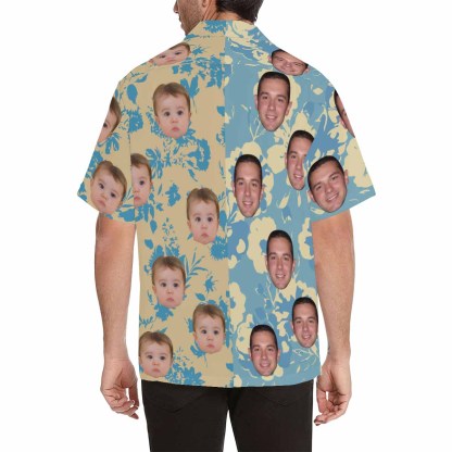 Custom Your Face Personalized Hawaiian Shirts For The Best Father-Son Combination Family Travel On The Beach
