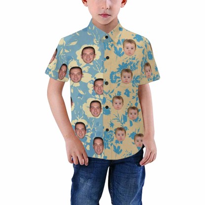 Custom Your Face Personalized Hawaiian Shirts For The Best Father-Son Combination Family Travel On The Beach