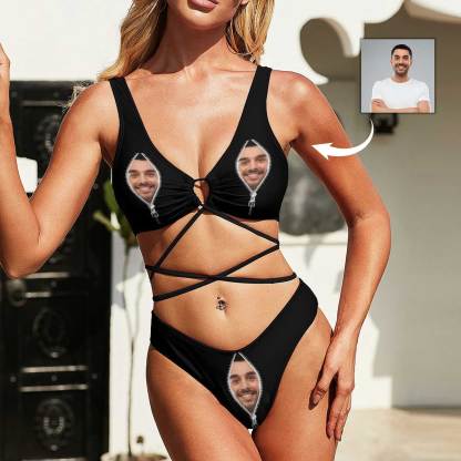 Custom #Big Bust#American Flag Style #Husband/Boyfriend Face On-Personalized Face Women's Swimwear Beach Travel Boat Cruise Pool Party Outfits Recommended for Girls With Big Breasts - YesCustom