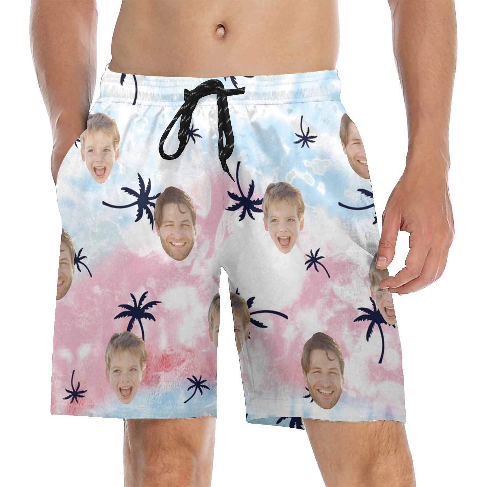Custom Matching Father Son Swim Trunks Colorful Beaches Beach Shorts | Personalized Photo Print Swimwear | Beach Vacation Gift Set