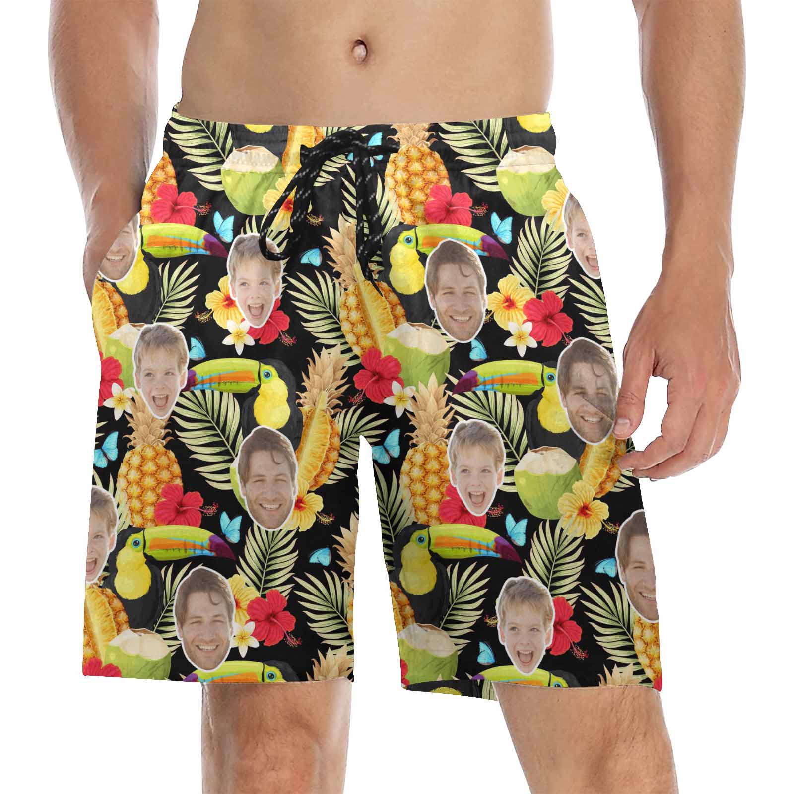 Custom Matching Father Son Swim Trunks Corn Beach Shorts | Personalized Photo Print Swimwear | Beach Vacation Gift Set