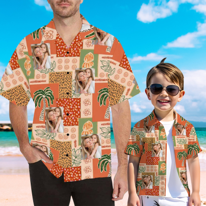 Custom Your Face Personalized Hawaiian Shirts For The Best Father-Son Combination Family Travel On The Beach