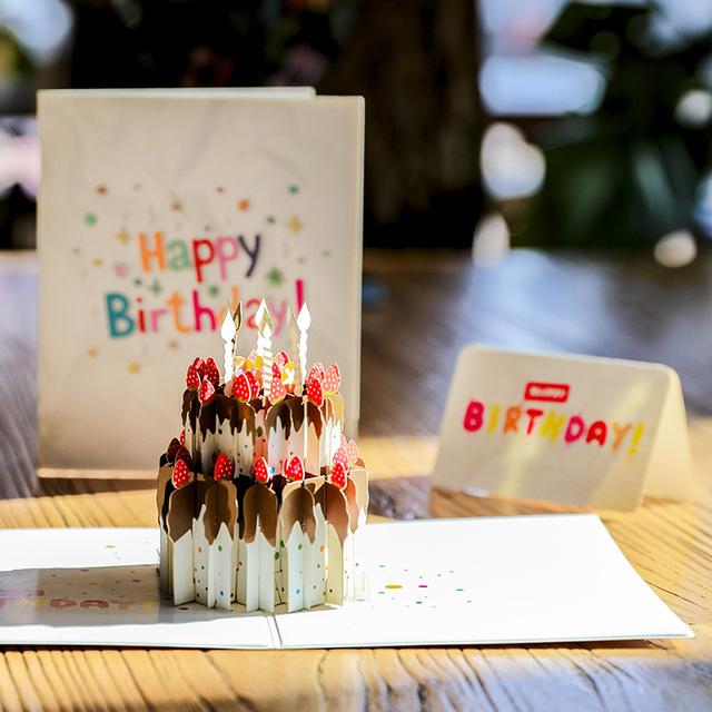 Custom 3D Birthday Cards Cake Pop Up Blessing Cards Happy Birthday Greeting Cards - YesCustom