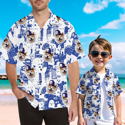 Custom Your Face Personalized Hawaiian Shirts For The Best Father-Son Combination Family Travel On The Beach