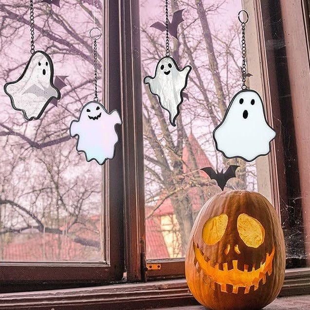 Custom 4 Pack-Halloween Stained Glass Window Hangings Halloween Decor - YesCustom