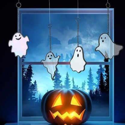 Custom 4 Pack-Halloween Stained Glass Window Hangings Halloween Decor - YesCustom