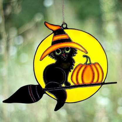Custom 4 Pack-Halloween Stained Glass Window Hangings Halloween Decor - YesCustom