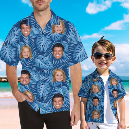 Custom Your Face Personalized Hawaiian Shirts For The Best Father-Son Combination Family Travel On The Beach