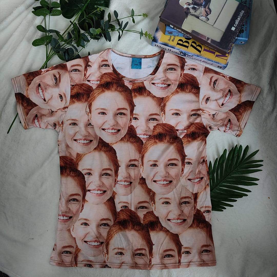 Custom 50% Off-Custom Seamless T Shirt with Face Photo Shirt Men's All Over Print T-shirt for Anniversary Gift - YesCustom