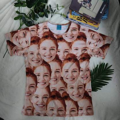 Custom 50% Off-Custom Seamless T Shirt with Face Photo Shirt Men's All Over Print T-shirt for Anniversary Gift - YesCustom