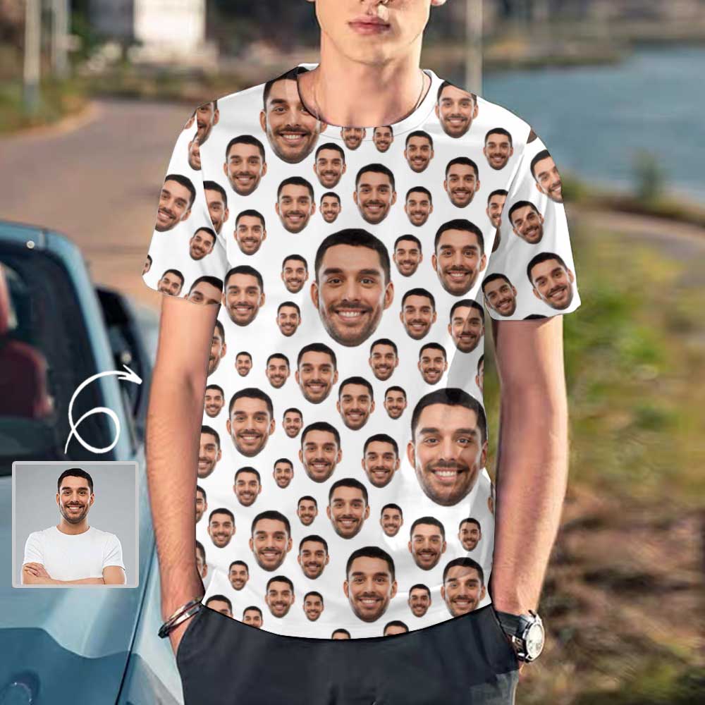 Men Custom Face Shirts Selfie Head T-shirt with Personalized Pictures