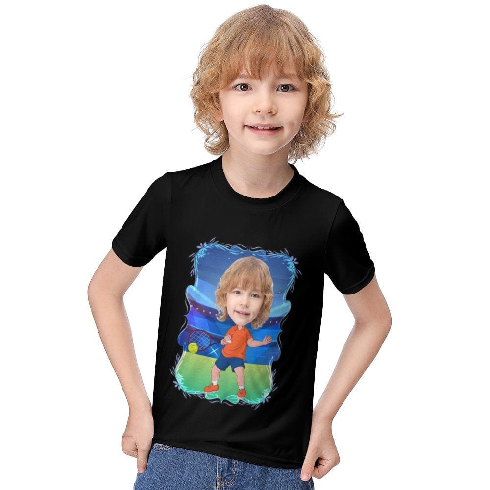 Custom #6-12Y Custom Face Athlete Cute Kid's T-shirt For Boy Girl - YesCustom
