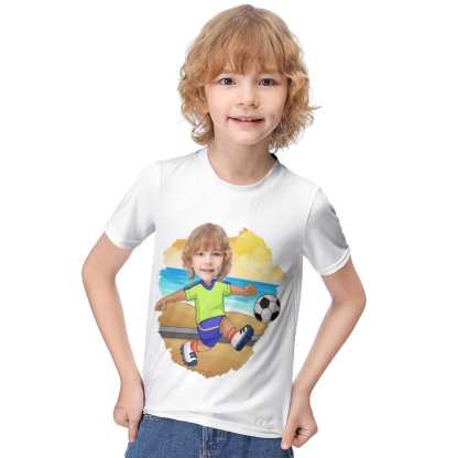 Custom #6-12Y Custom Face Athlete Cute Kid's T-shirt For Boy Girl - YesCustom