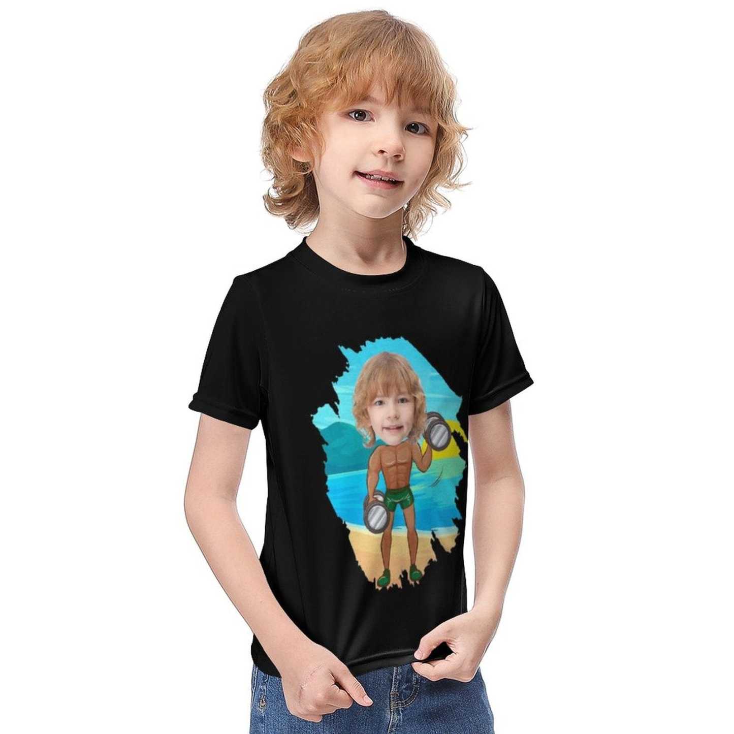 Custom #6-12Y Custom Face Athlete Cute Kid's T-shirt For Boy Girl - YesCustom