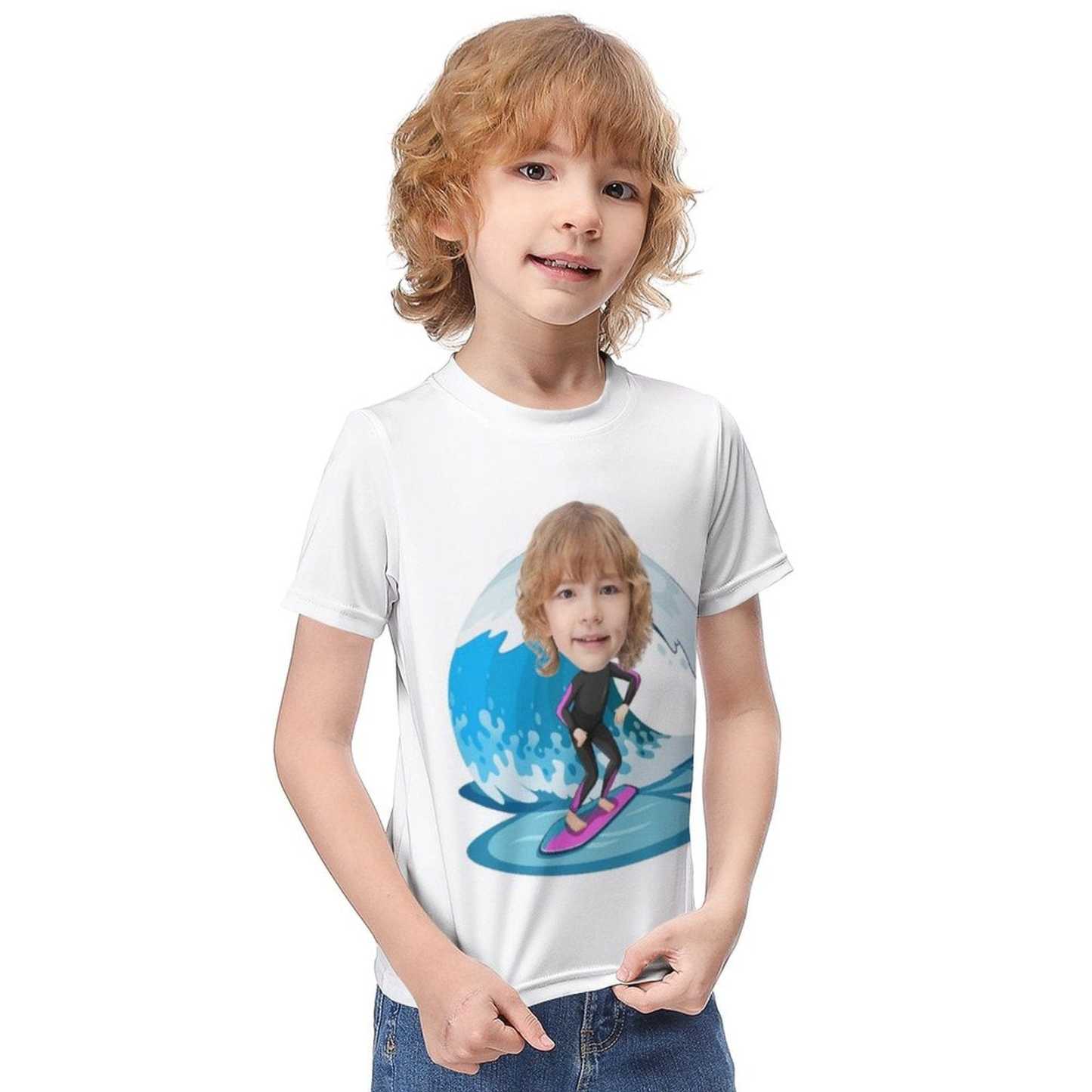 Custom #6-12Y Custom Face Athlete Cute Kid's T-shirt For Boy Girl - YesCustom