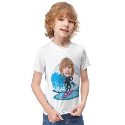 Custom #6-12Y Custom Face Athlete Cute Kid's T-shirt For Boy Girl - YesCustom