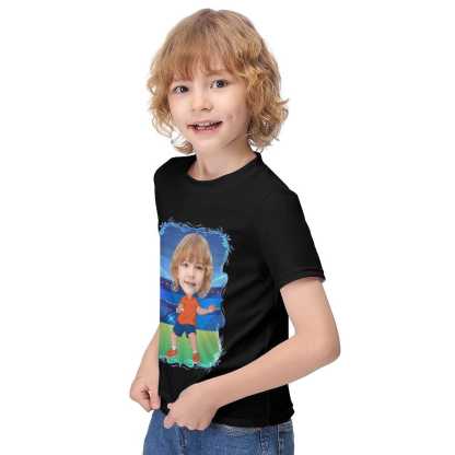 Custom #6-12Y Custom Face Athlete Cute Kid's T-shirt For Boy Girl - YesCustom