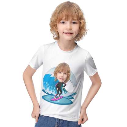 Custom #6-12Y Custom Face Athlete Cute Kid's T-shirt For Boy Girl - YesCustom
