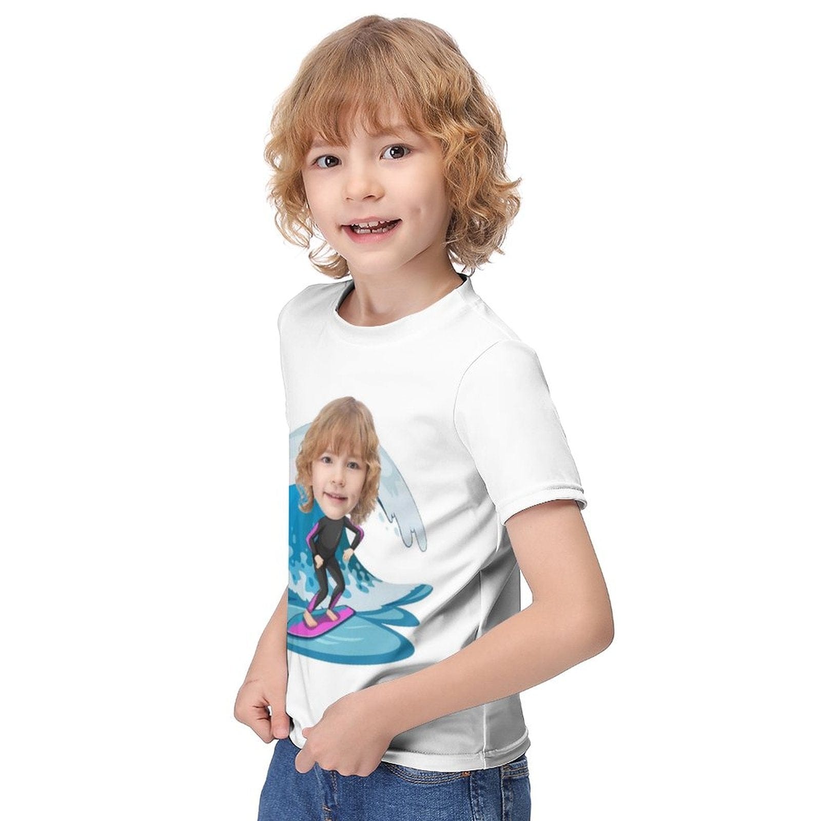 Custom #6-12Y Custom Face Athlete Cute Kid's T-shirt For Boy Girl - YesCustom