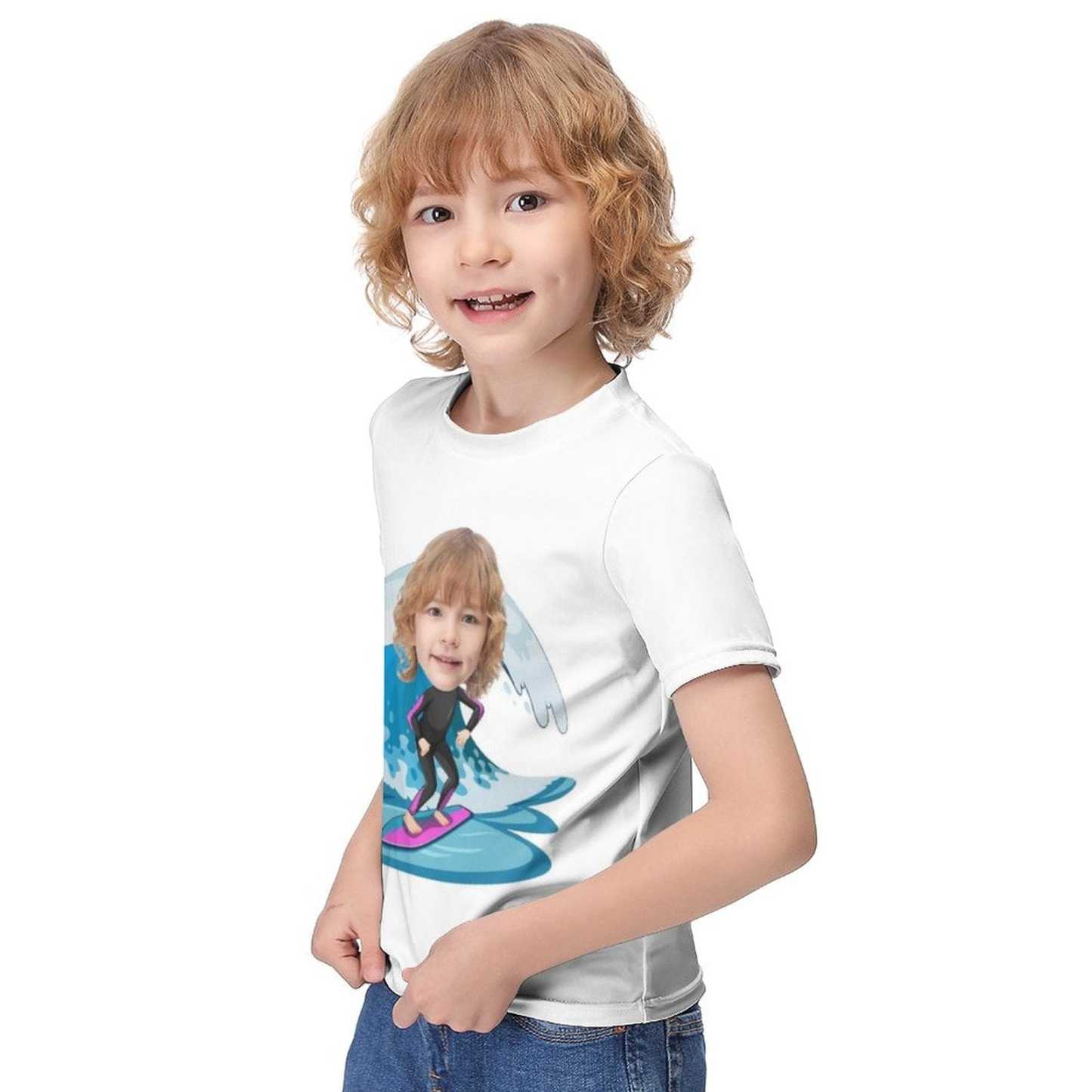 Custom #6-12Y Custom Face Athlete Cute Kid's T-shirt For Boy Girl - YesCustom