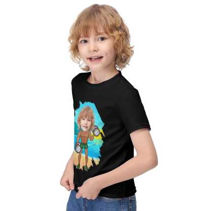 Custom #6-12Y Custom Face Athlete Cute Kid's T-shirt For Boy Girl - YesCustom
