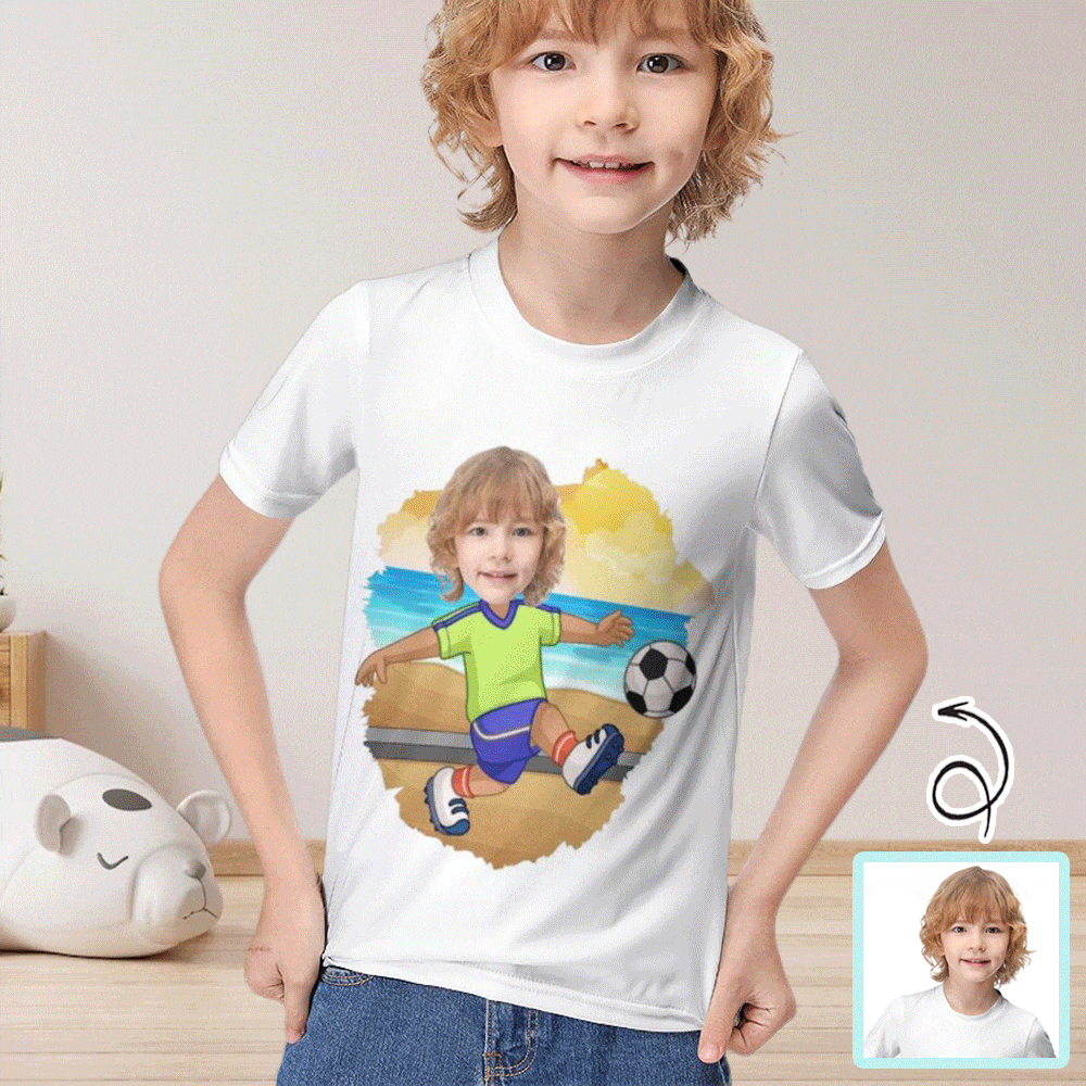 Custom #6-12Y Custom Face Athlete Cute Kid's T-shirt For Boy Girl - YesCustom