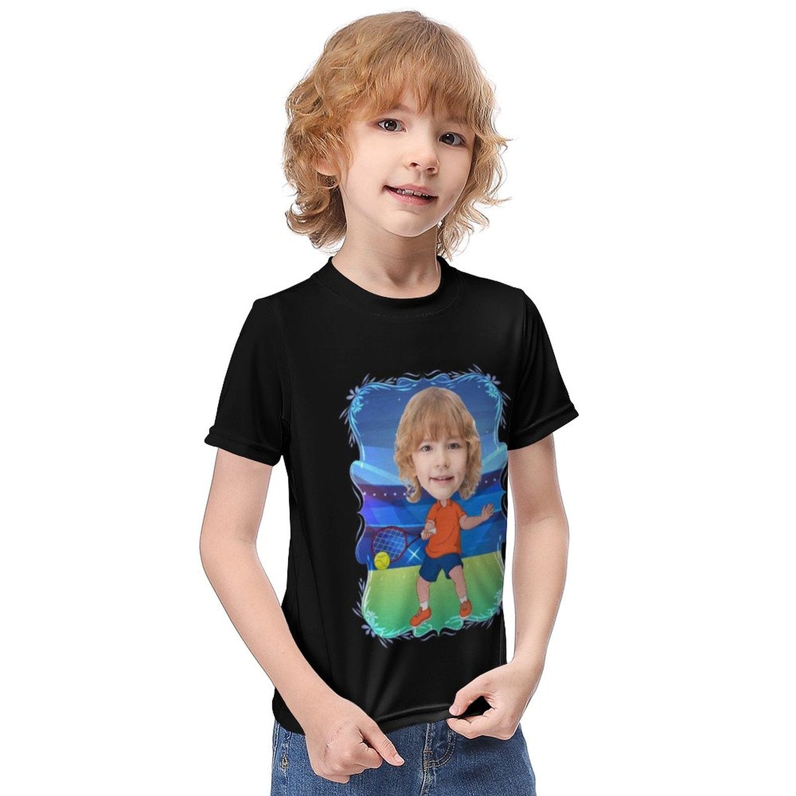 Custom #6-12Y Custom Face Athlete Cute Kid's T-shirt For Boy Girl - YesCustom