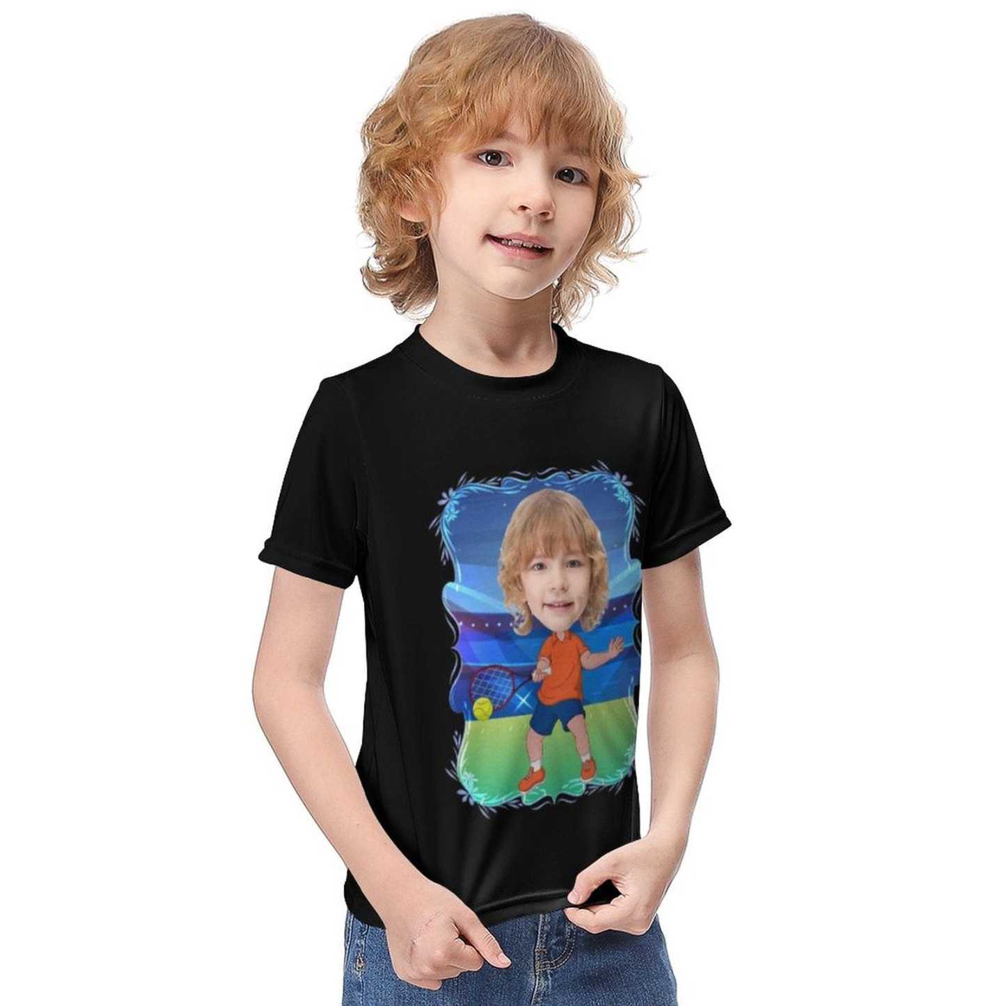 Custom #6-12Y Custom Face Athlete Cute Kid's T-shirt For Boy Girl - YesCustom