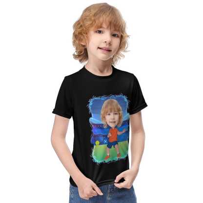 Custom #6-12Y Custom Face Athlete Cute Kid's T-shirt For Boy Girl - YesCustom