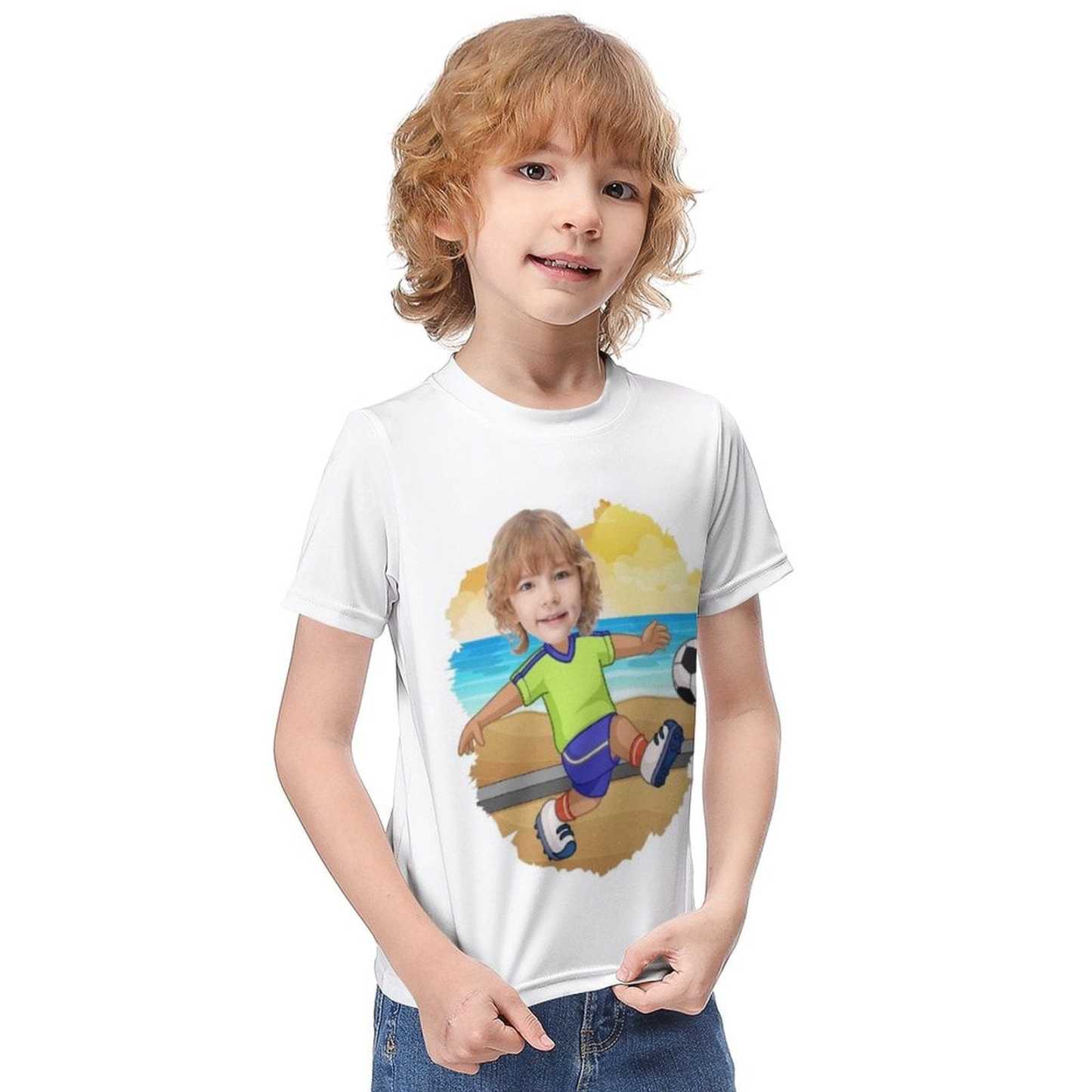 Custom #6-12Y Custom Face Athlete Cute Kid's T-shirt For Boy Girl - YesCustom
