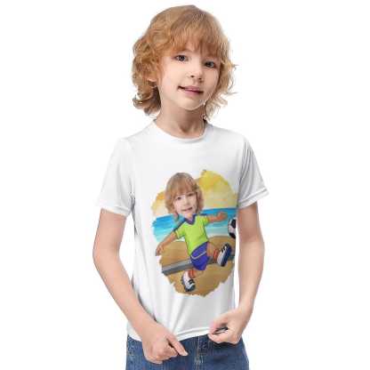 Custom #6-12Y Custom Face Athlete Cute Kid's T-shirt For Boy Girl - YesCustom