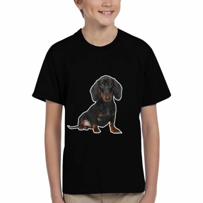 Custom #6-15Y Custom Face Black Kid's All Over Print T-shirt - YesCustom