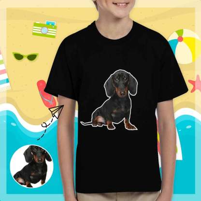 Custom #6-15Y Custom Face Black Kid's All Over Print T-shirt - YesCustom
