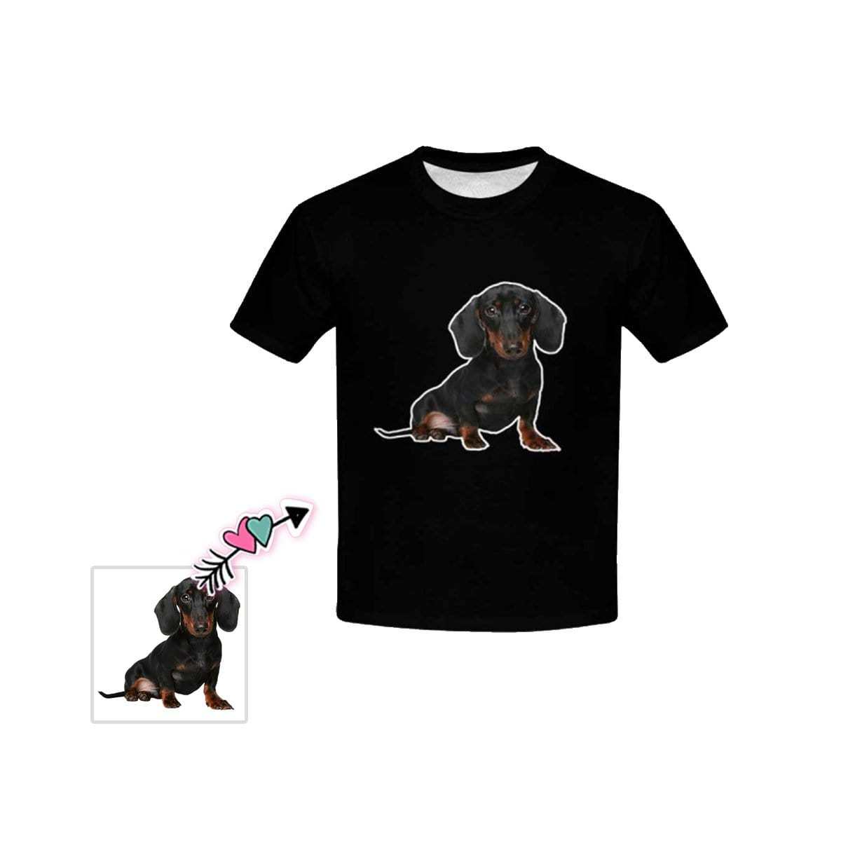 Custom #6-15Y Custom Face Black Kid's All Over Print T-shirt - YesCustom