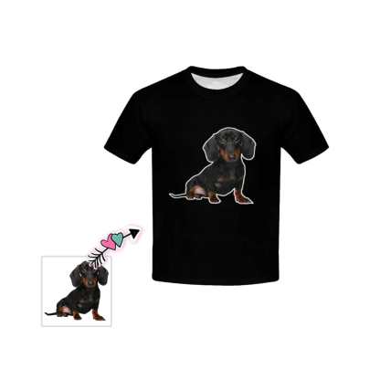 Custom #6-15Y Custom Face Black Kid's All Over Print T-shirt - YesCustom