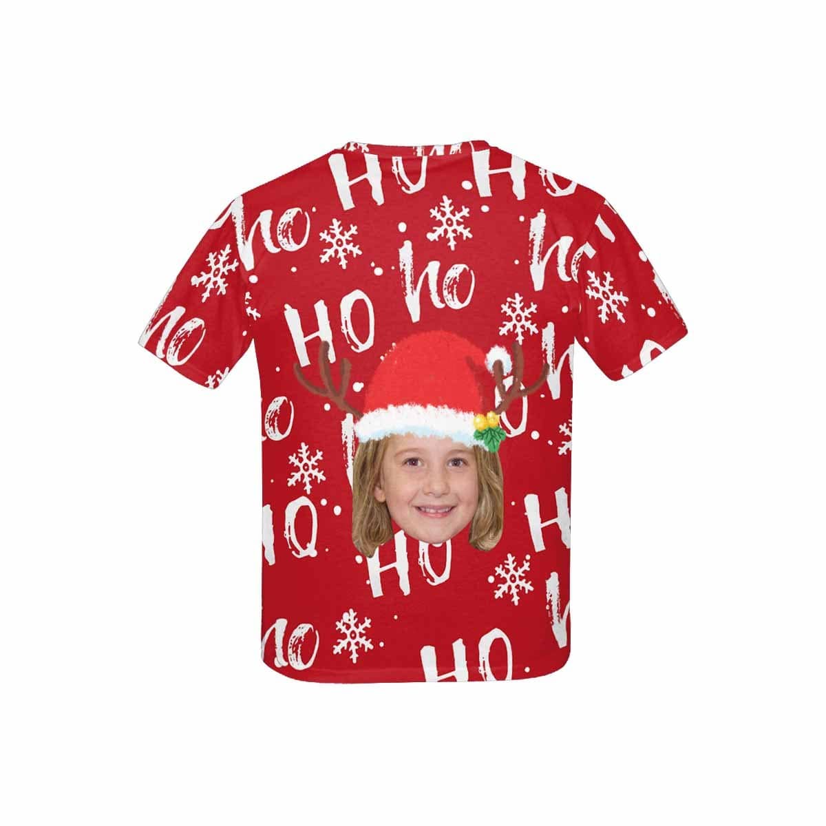 Custom #6-15Y Custom Face Christmas Ho Red Kid's All Over Print T-shirt - YesCustom