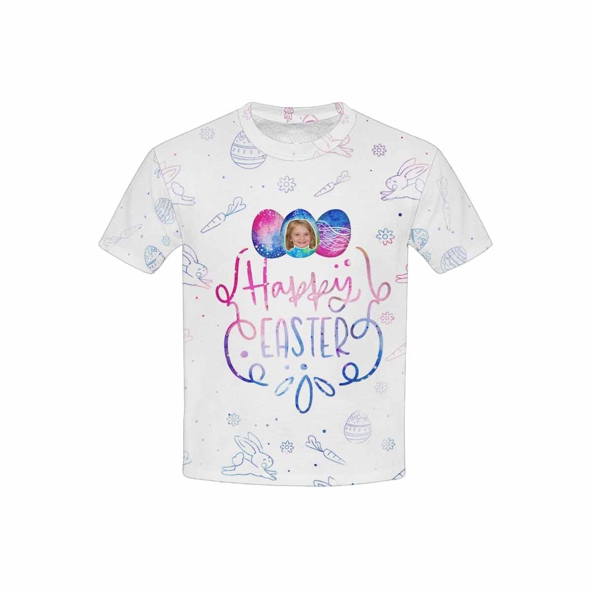 Custom #6-15Y Custom Face Colorful Easter Kid's All Over Print T-shirt - YesCustom