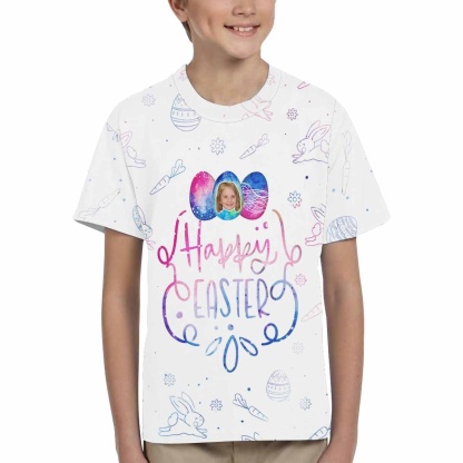 Custom #6-15Y Custom Face Colorful Easter Kid's All Over Print T-shirt - YesCustom