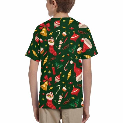 Custom #6-15Y Custom Face Cute Jingle Bells Kid's All Over Print T-shirt - YesCustom